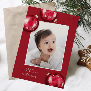 Cartes Pour Fêtes Annuelles Festive Rouge ornements de Noël Photo