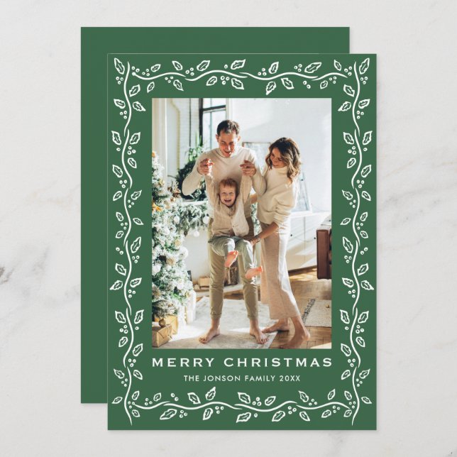 Cartes Pour Fêtes Annuelles Festive Sage Green Christmas Bow Ribbon 2 Photo (Devant / Derrière)