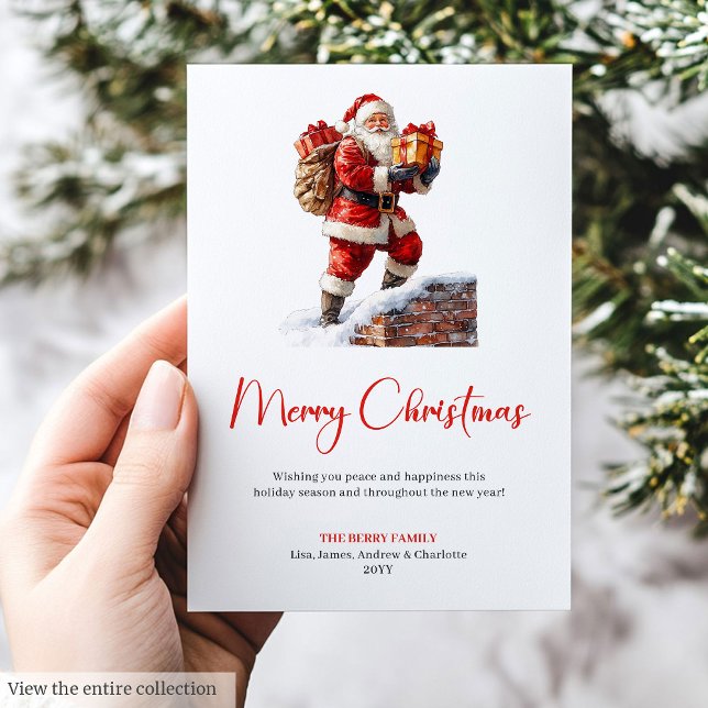 Cartes Pour Fêtes Annuelles Festive Santa Claus Red Green Holiday Greeting  (Festive Santa Claus Red Green Holiday Greeting Card)