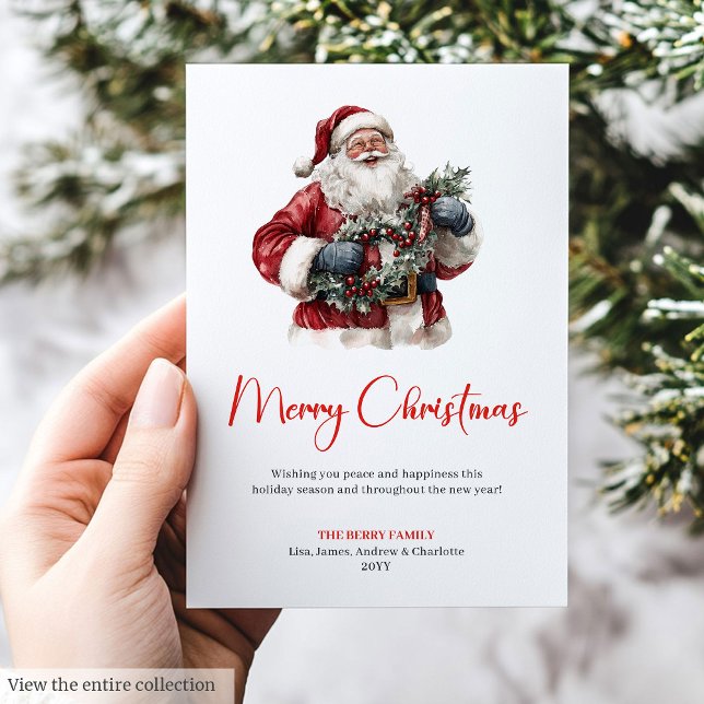 Cartes Pour Fêtes Annuelles Festive Santa Claus Traditional Merry Christmas  (Festive Santa Claus Traditional Merry Christmas Card)