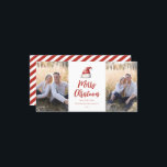 Cartes Pour Fêtes Annuelles Festive Santa Hat 2 Photo<br><div class="desc">Aquarelle festive chapeau de Santa,  carte photo de vacances. Caractéristiques,  typographie rouge avec coordination du support motif à bandes.</div>
