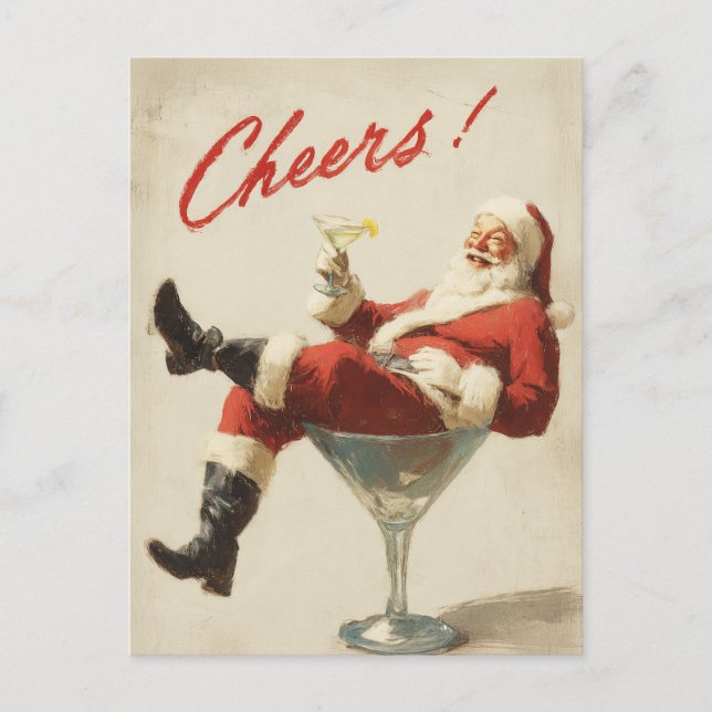Cartes Pour Fêtes Annuelles Festive Santa Holiday Cheers (Devant)