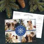 Cartes Pour Fêtes Annuelles Festive Snowflake Christmas 4 Photo<br><div class="desc">Send out this year's holiday cheer in style with these modern 4 photo Christmas postcards. The wording and photos are super easy to personalize and your family and friends will be thrilled to receive these trendy holiday postcards. More color options, and matching Christmas essentials can be found in the collection....</div>