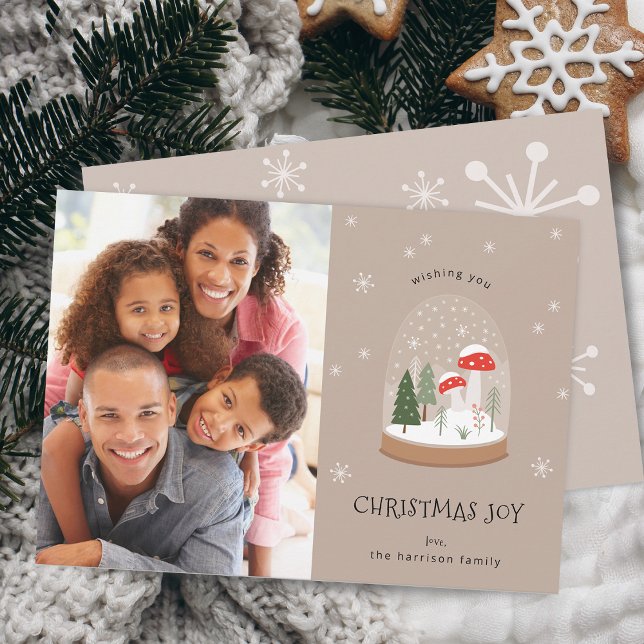 Cartes Pour Fêtes Annuelles Festive Snowglobe Photo Noël Joie (Festive Snowglobe Photo Christmas Joy Holiday Card)