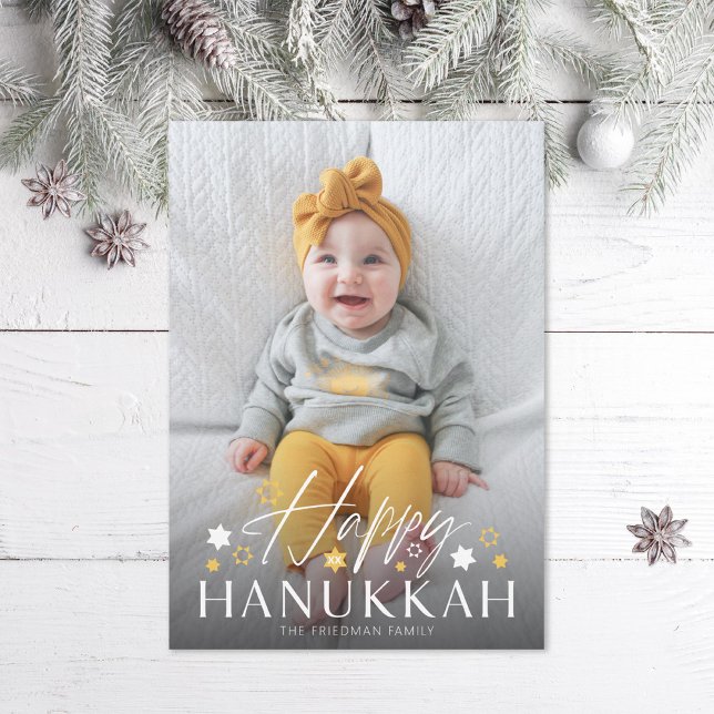 Cartes Pour Fêtes Annuelles Festive Starry Happy Hanoukka Photo (Créateur téléchargé)