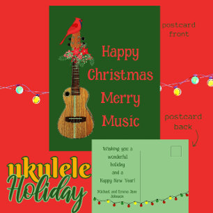 Cartes Pour Fêtes Annuelles Festive Ukulele Joyeux Noël Musique Merry