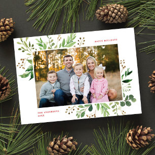 Cartes Pour Fêtes Annuelles Festive Végétation d'hiver Élégant Foliage Photo