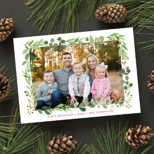 Cartes Pour Fêtes Annuelles Festive Végétation d'hiver Élégant Foliage Photo
