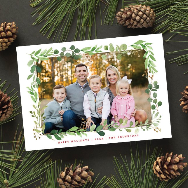 Cartes Pour Fêtes Annuelles Festive Végétation d'hiver Élégant Foliage Photo (Créateur téléchargé)