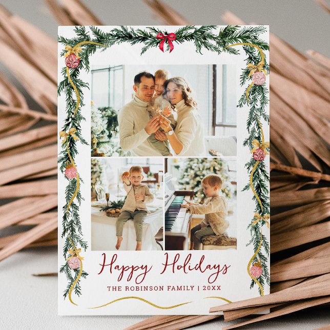 Cartes Pour Fêtes Annuelles Festive verdure et vaches Joyeuses fêtes 3 Photo (Créateur téléchargé)