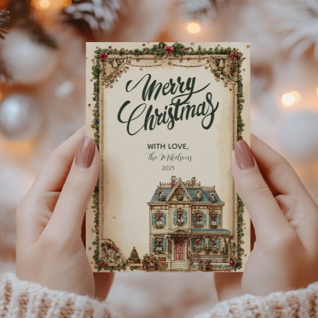 Cartes Pour Fêtes Annuelles Festive Winter House Fête de Noël (Créateur téléchargé)