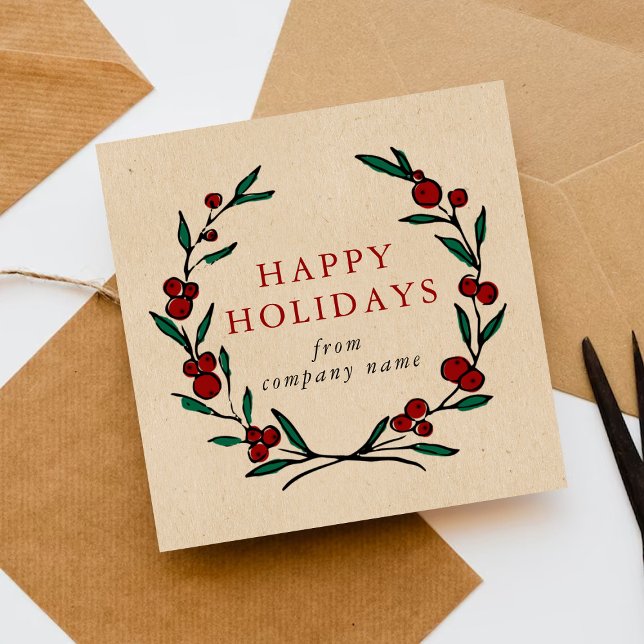 Cartes Pour Fêtes Annuelles Festive Wreath Merry Christmas Happy (Créateur téléchargé)