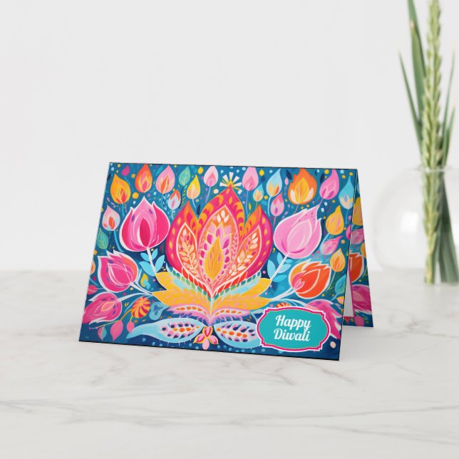 Cartes Pour Fêtes Annuelles Festivist Diwali Salutations (Devant)