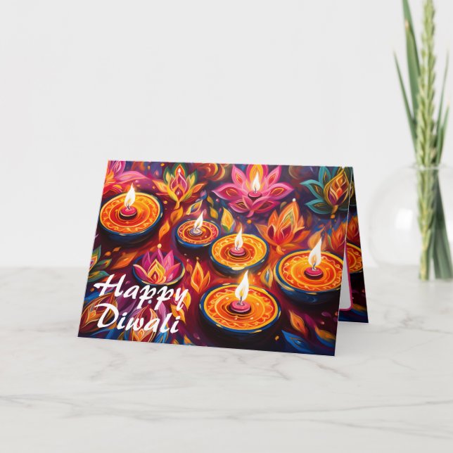 Cartes Pour Fêtes Annuelles Festivité radiante : Une joyeuse fête de Diwali (Devant)