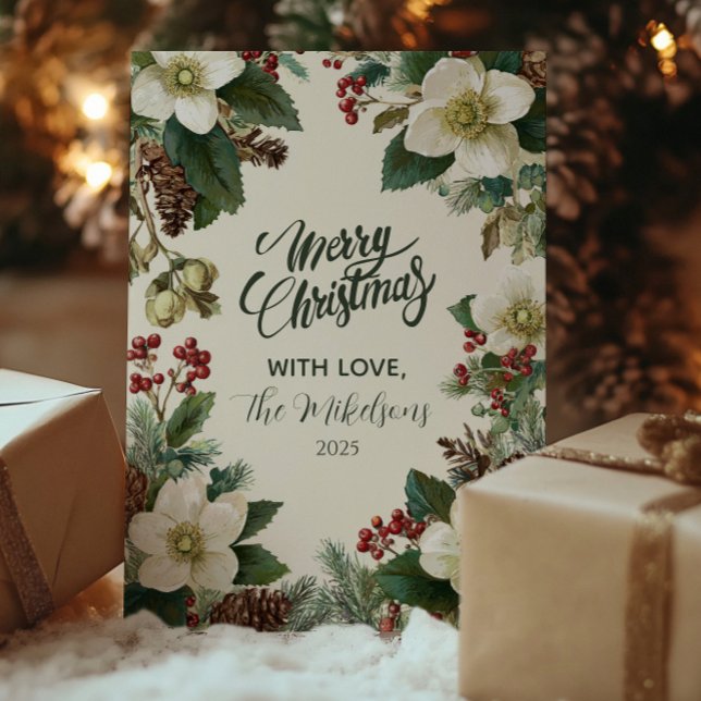 Cartes Pour Fêtes Annuelles Fête à feuillage persistant de vacances à Pinecone (Créateur téléchargé)