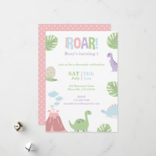 Cartes Pour Fêtes Annuelles Fête Anniversaire de enfant Pastel Baby Dinosaur