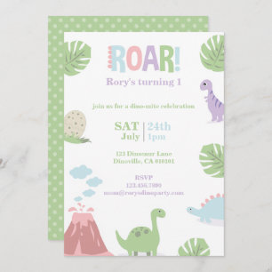 Cartes Pour Fêtes Annuelles Fête Anniversaire de enfant Pastel Baby Dinosaur