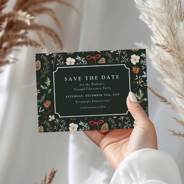 Cartes Pour Fêtes Annuelles Fête botanique d'hiver Noël Enregistrer la date (Créateur téléchargé)