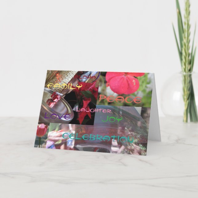 Cartes Pour Fêtes Annuelles Fête d'Aloha Joie Famille Amour Paix Rire (Devant)