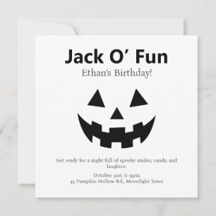 Cartes Pour Fêtes Annuelles Fête d'anniversaire Halloween Jack O' Fun Citrou