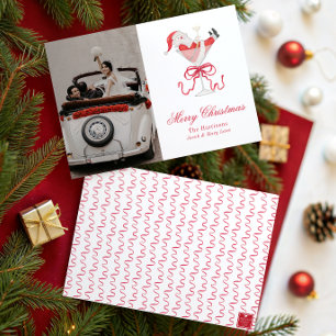 Cartes Pour Fêtes Annuelles Fête de cocktail de Noël avec le Père Noël aquarel