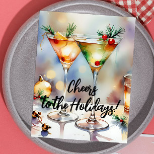 Cartes Pour Fêtes Annuelles Fête de cocktail festive aquarelle de Noël