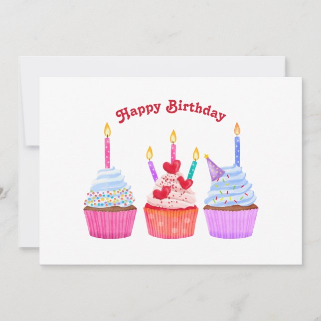 Cartes Pour Fêtes Annuelles Fête de cupcakes dessinés à la main (Devant)