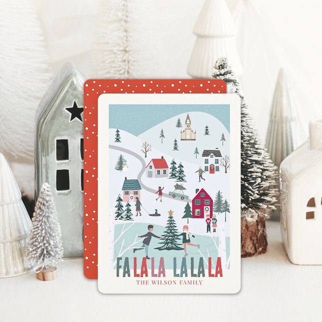 Cartes Pour Fêtes Annuelles Fête de Falala Ville/village de Noël d'hiver (Créateur téléchargé)