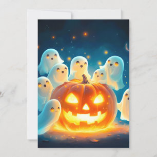 Cartes Pour Fêtes Annuelles Fête de fantômes lumineux citrouille aquarelle