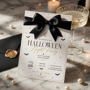 Cartes Pour Fêtes Annuelles Fête de Halloween de nuit avec un nœud noir de lux