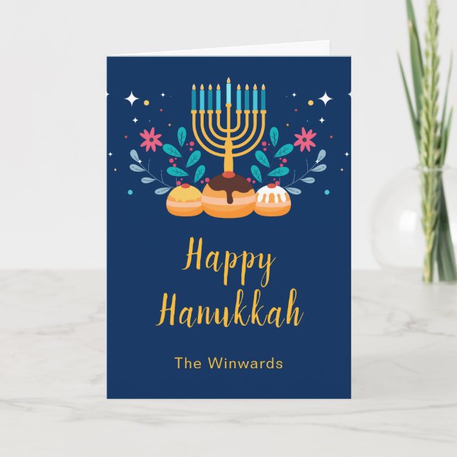 Cartes Pour Fêtes Annuelles Fête de Hanoukka avec menorah  (Devant)