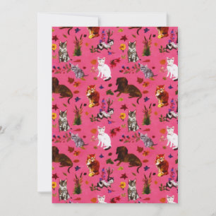 Cartes Pour Fêtes Annuelles Fête de jardin florale pour chiens et chats vintag
