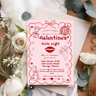 Cartes Pour Fêtes Annuelles Fête de la Galentine : Soirée entre filles à la Sa