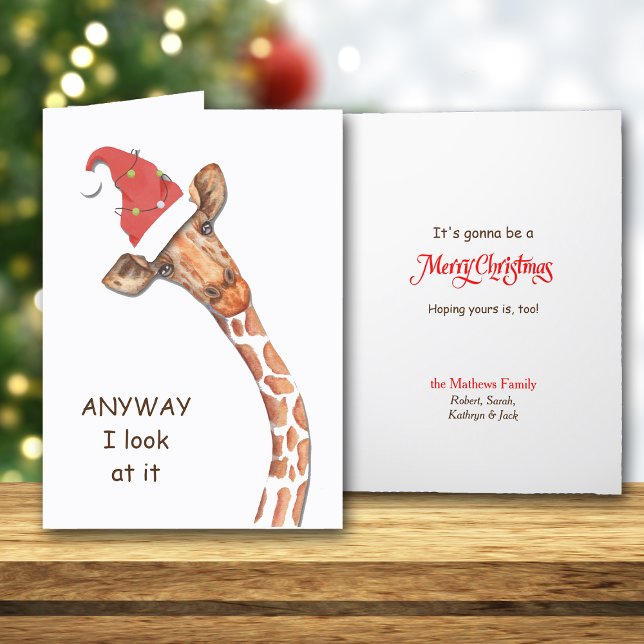 Cartes Pour Fêtes Annuelles Fête de la Girafe de Santa Hat (Créateur téléchargé)