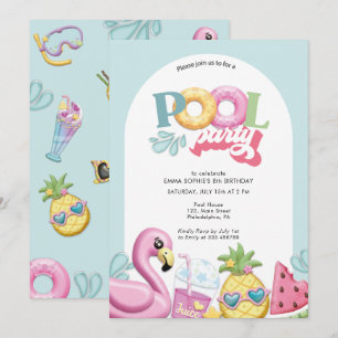 Cartes Pour Fêtes Annuelles Fête de la piscine pour filles Anniversaire