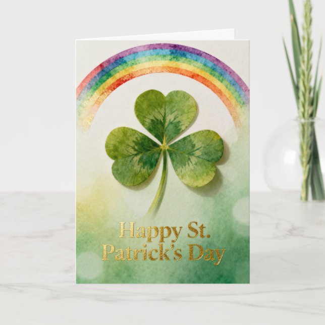Cartes Pour Fêtes Annuelles Fête de la Saint-Patrick arc-en-ciel et trèfle (Devant)