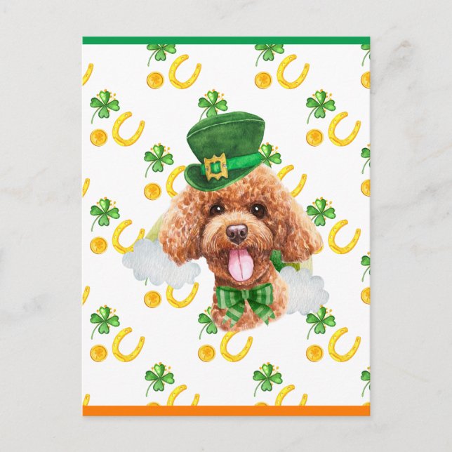 Cartes Pour Fêtes Annuelles Fête de la Saint-Patrick Caniche (Devant)