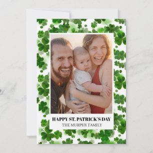 Cartes Pour Fêtes Annuelles Fête de la Saint-Patrick Photo Trèfle Simple Éléga