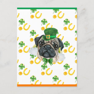 Cartes Pour Fêtes Annuelles Fête de la Saint-Patrick Pug Shamrock