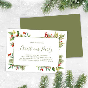 Cartes Pour Fêtes Annuelles Fête de Noël Botanical Red Holly Green