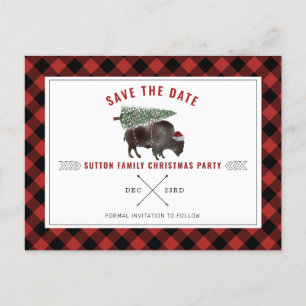 Cartes Pour Fêtes Annuelles Fête de Noël Buffalo Red Plaid Enregistrer la date