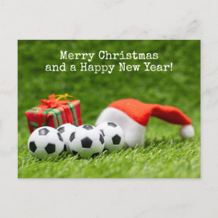 Cartes Pour Fêtes Annuelles Fête de Noël de football avec chapeau de Père Noël