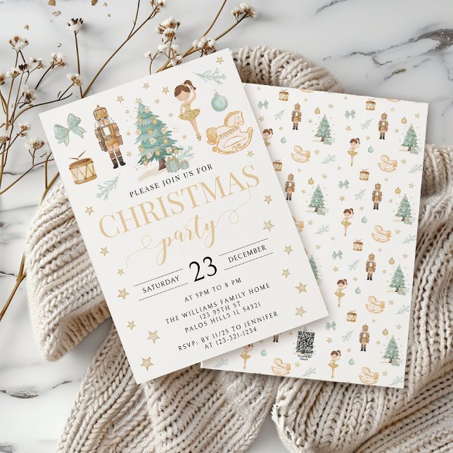 Cartes Pour Fêtes Annuelles Fête de Noël de la Noisette d'or turquoise (Créateur téléchargé)