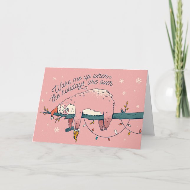 Cartes Pour Fêtes Annuelles Fête de Noël de Sloth Pizza (Devant)