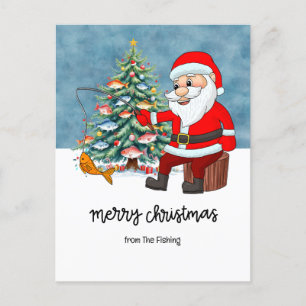 Cartes Pour Fêtes Annuelles Fête de Noël des amateurs de pêche avec Santa Pois