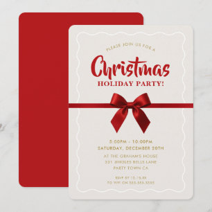 Cartes Pour Fêtes Annuelles FÊTE DE NOËL élégant moderne joli ruban rouge noeu