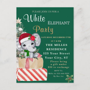 Cartes Pour Fêtes Annuelles Fête de Noël éléphant blanc coloré