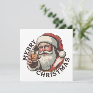 Cartes Pour Fêtes Annuelles Fête de Noël en buvant du Bourbon Amateur de Whisk