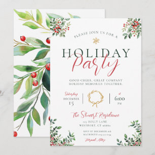 Cartes Pour Fêtes Annuelles Fête de Noël Fleur de houx aquarelle festive