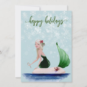 Cartes Pour Fêtes Annuelles Fête de Noël Mermaid Green